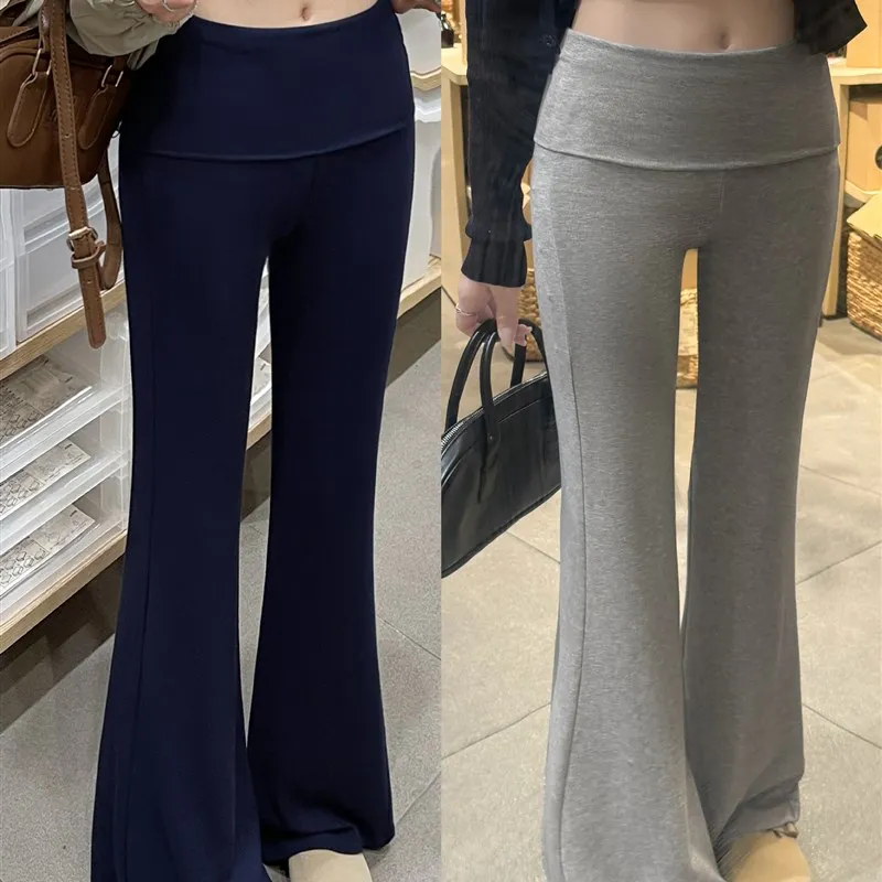 Wyszczuplające spodnie do jogi z wysokim stanem i rozszerzanymi nogawkami, damskie, jesienne, nowe, luźne, codzienne spodnie z niskim stanem, dzwonkowe, modne dla dziewczyn.