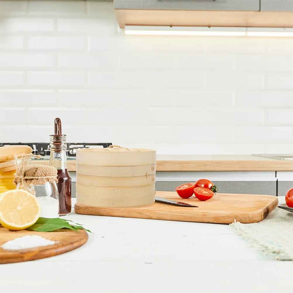 

3pcs Bamboo Steamer Set 1 Layer Steamed Buns Basket For Dim Sum Cooking Home Kitchen Use Steamer Basket For Cooking