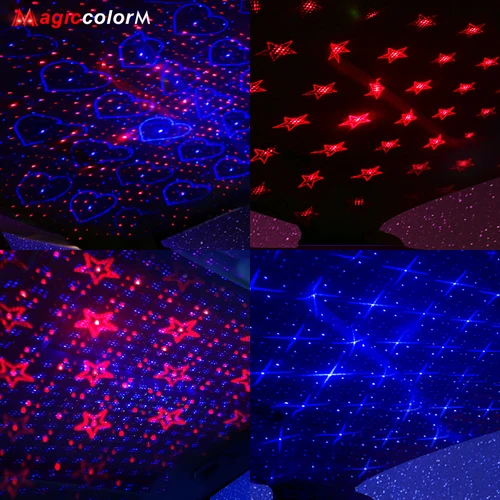 Imagen 2 del producto Luz romántica mágica de colores para coche, proyector de estrellas, Mini luces LED nocturnas, luces de estrellas USB, lámparas de galaxia coloridas ajustables para habitación de techo