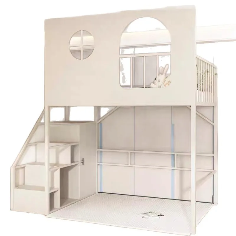 Duplex second floor space-saving loft bed School dormitory bed Under table Children's elevated bed