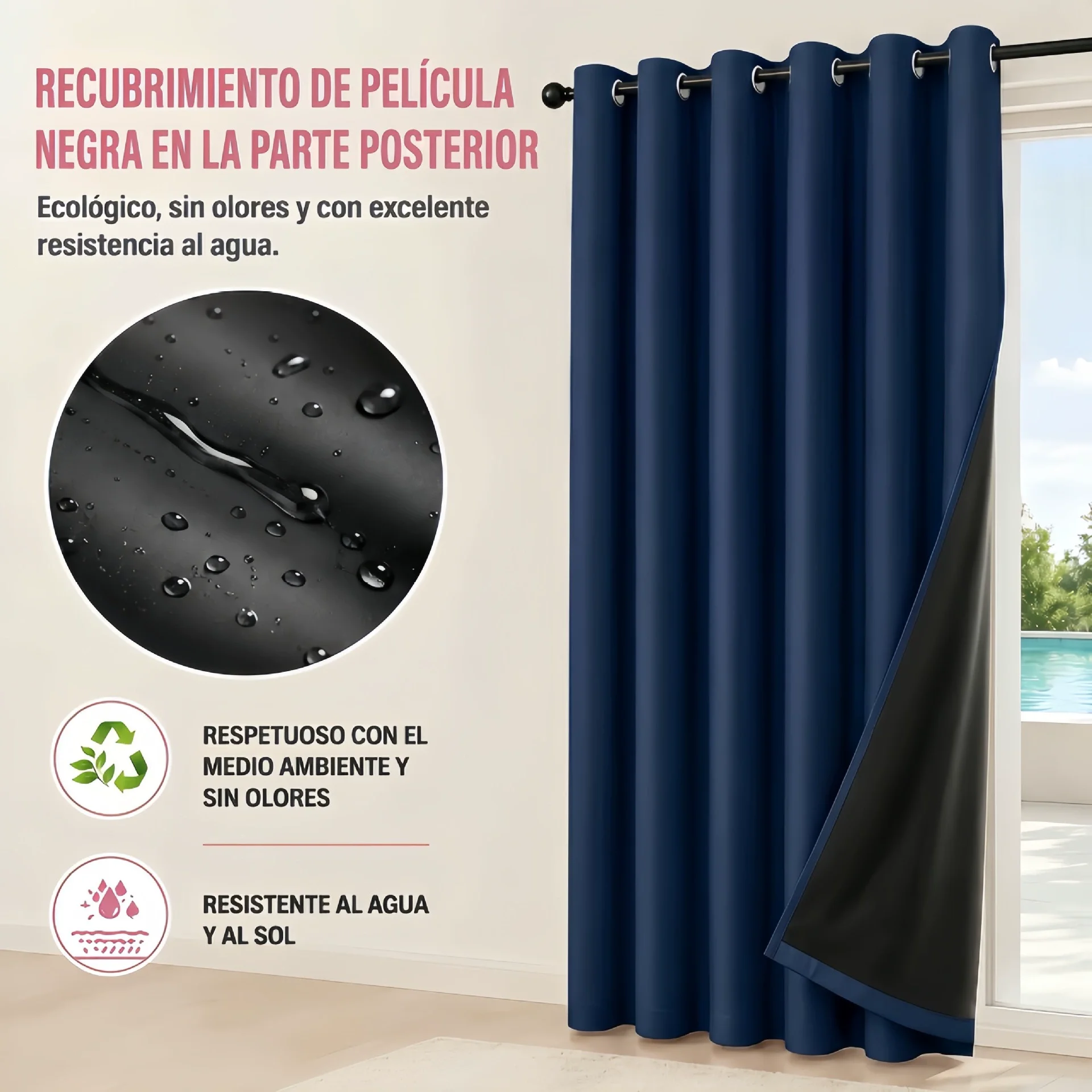 Fashion Solid Color 1Pc 100% Blackout Curtains for Living Room Thermal Insulated Lining Bedroom Waterproof Window Decor Kitchen