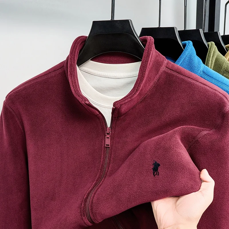 Modische Herrenjacke für Herbst und Winter, hochwertige, verdickte, warme Samtjacke, High-End-Marke Paul Pony, bestickte Jacke mit Reißverschluss und Stehkragen – Detail 22