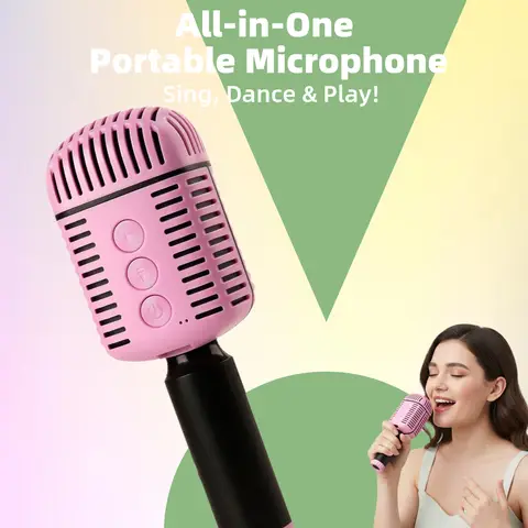 Microfone de karaokê de voz mágica, alto-falante Bluetooth sem fio com 4 trocadores de voz, som HIFI, TWS, presente de festa divertido para adultos