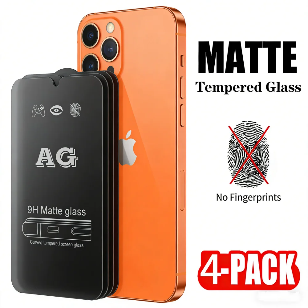 

2/4Pcs Matte Tempered Glass For iPhone 17 16 15 14 12 11 13 Pro Max Frosted Screen Protectors For iPhone 15 16 Plus 6 Glass Film