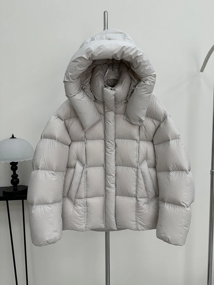 Winter Puff Dicke Abnehmbare Kapuze Unten Jacke Frauen Weiße Ente Unten Zipper Parker Outwears Weibliche Feste Warme Tasche Jacken