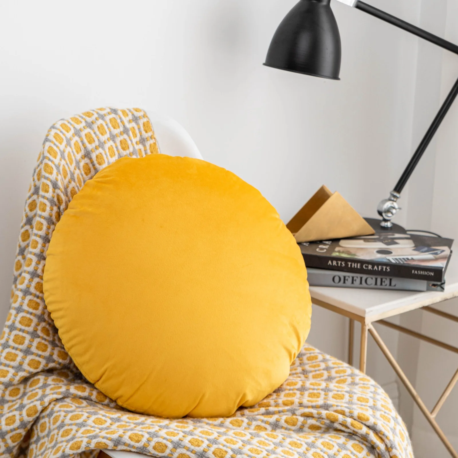 Funda de cojín redonda de 18 pulgadas, funda de almohada de terciopelo suave de color sólido con cremallera oculta, decoración minimalista para el hogar, para sofá/cama, 19 colores
