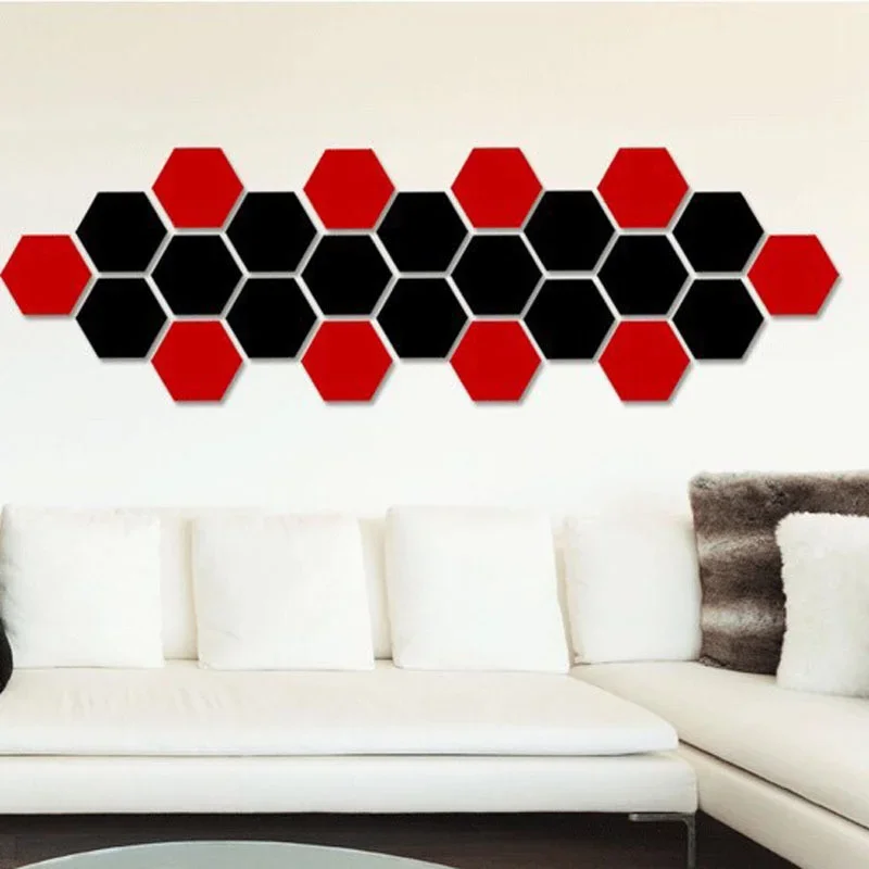 12Pcs 3D Mirror Wall Stickers Art Hexagonal Honeycomb acrylic Poster Wallpaper Living Room Bedroom Home Decoration Accessories