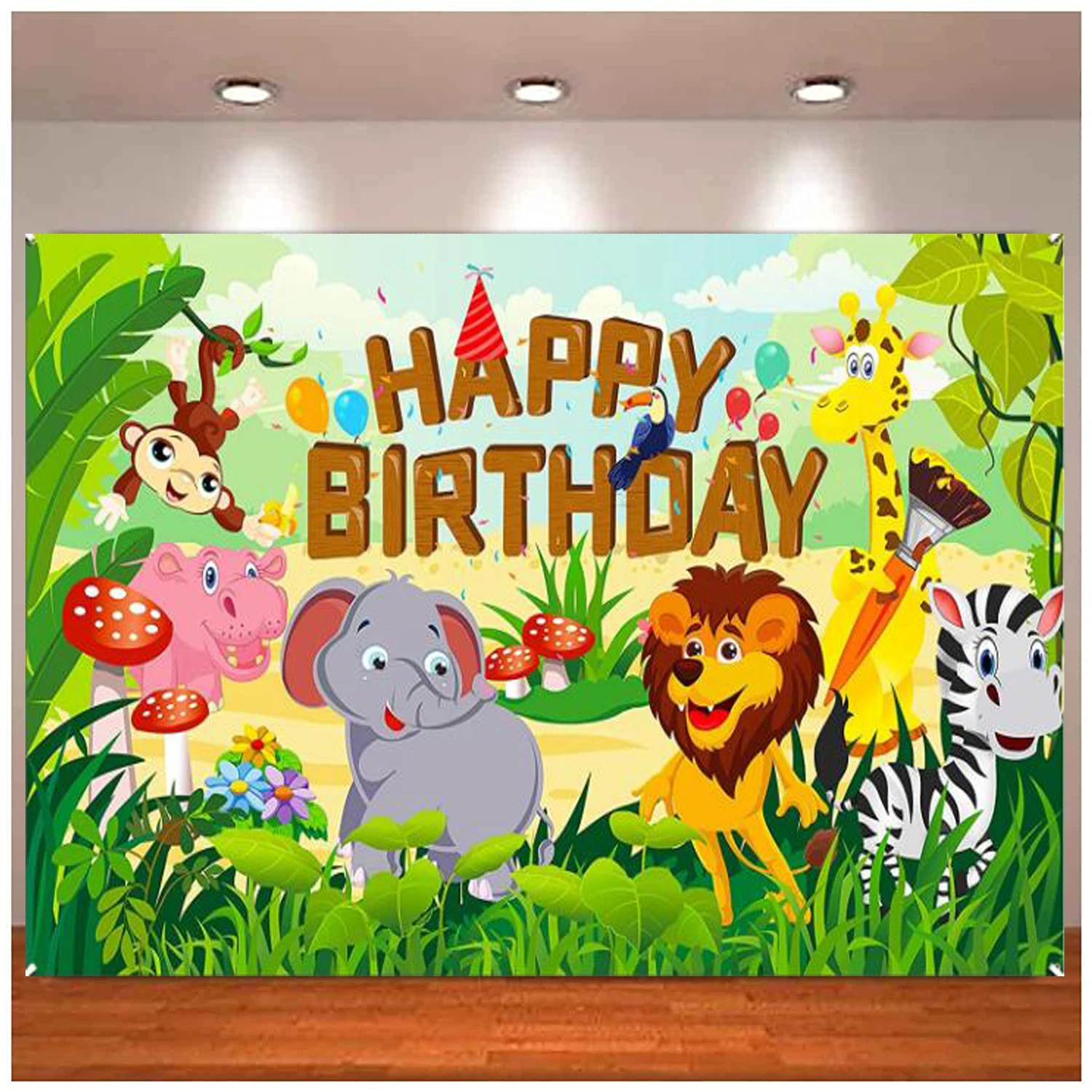 

Photography Backdrop Jungle Animal Banner Kids Boys Forest Safari Theme Birthday Party Background Decoration Wall Poster