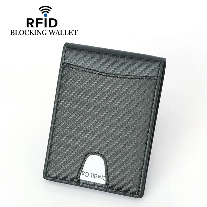 RFID Blocking Genuine Leather Wallet With A Clip Men ID Credit Card Holder Front Pocket Bifold Male Metal Clamp For Money