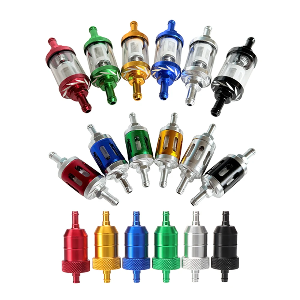 8mm CNC Aluminum Motorcycle Petrol Filter Gas Fuel Oil Filter for ATV Quad Dirt PitBike Pocket Bike Buggy Quad Go Kart Universal