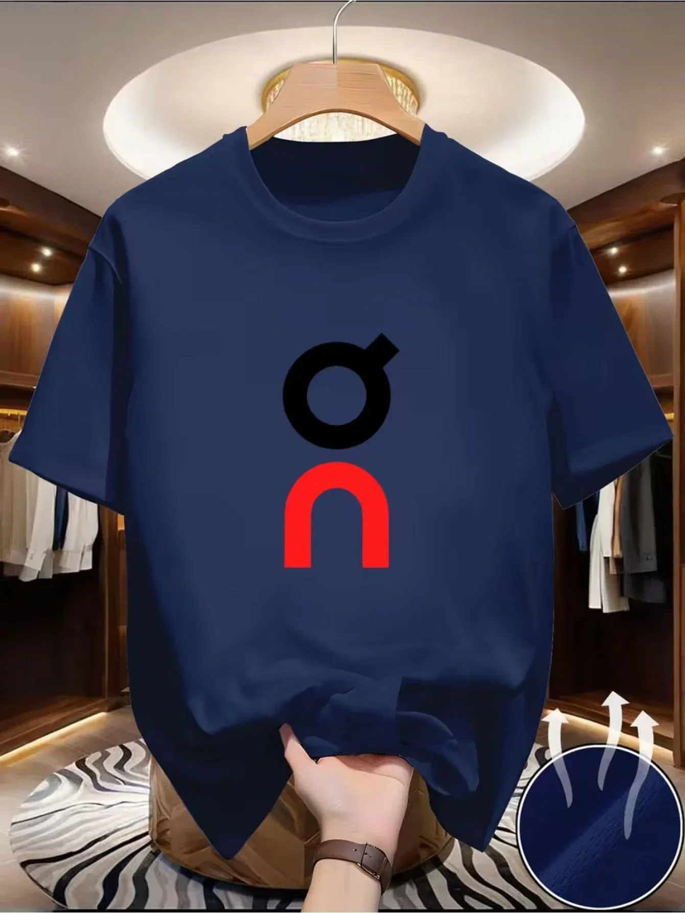 Herren Casual Bedrucktes Baumwoll-T-Shirt Premium Hochwertig Weich Atmungsaktiv Einfarbiges T-Shirt Stylisch Einzigartiges Logo-Grafik-Design – Detail 2