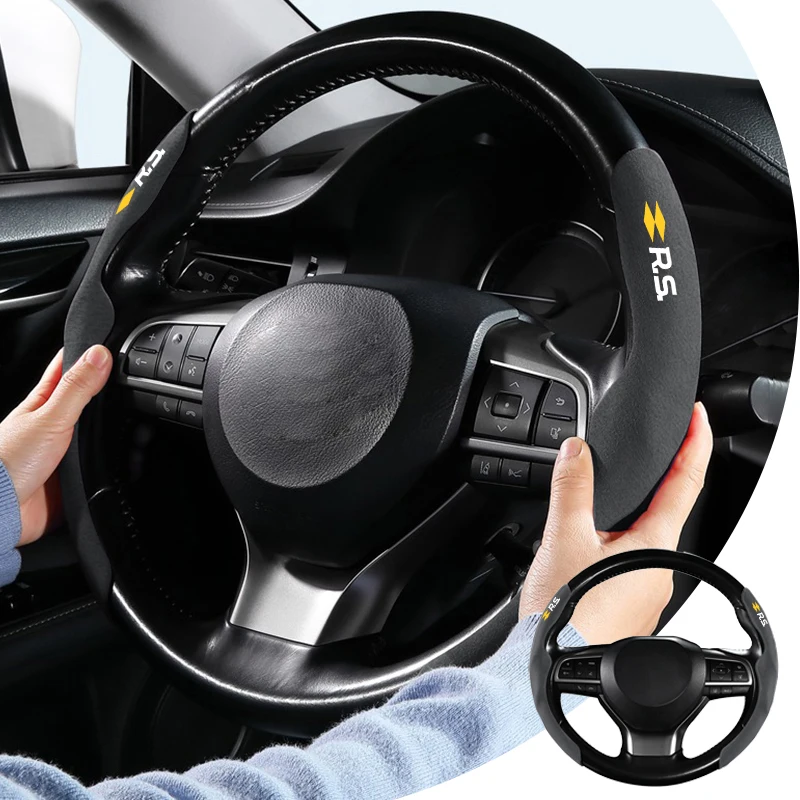 2pcs Car Interior Steering Wheel Cover Protector Non-slip Sleeves For Renault RS Sport Megane 3 2 Clio Line Sandero Scenic Logan