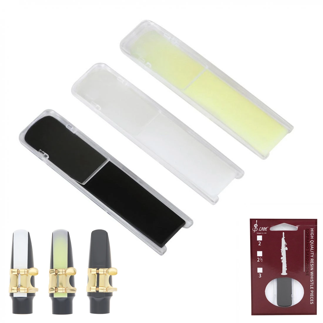 

Strength 2.5 Soprano Saxophone Resin Reed with Holder, Black / White / Yellow Exquisite Packaging Sax Reed