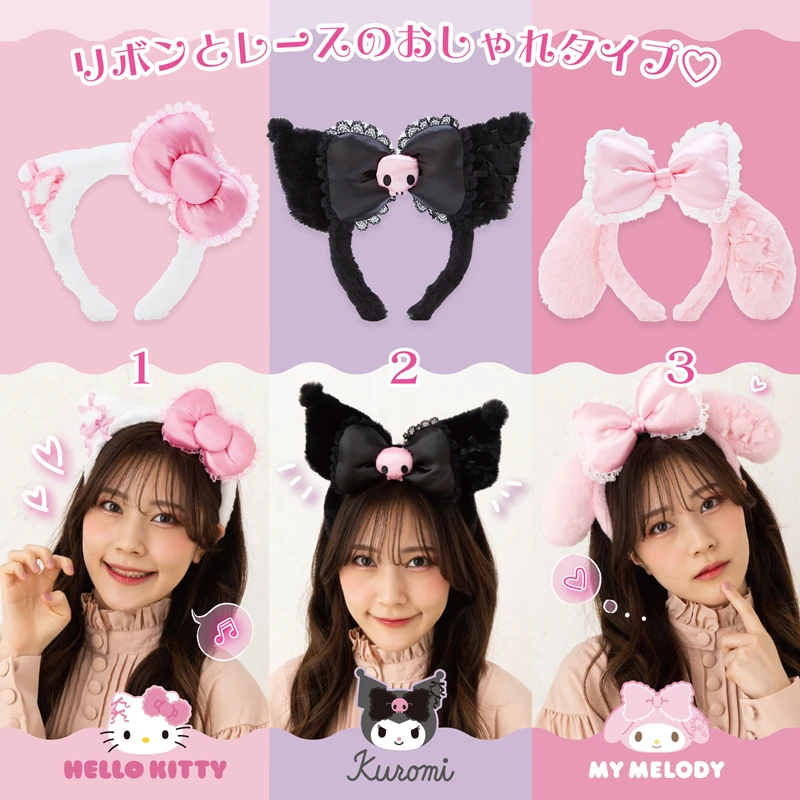 Original Sanrio Cartoon Plush Hair Bands Hair Band Hellokittys Cinnamoroll Mymelody Pochacco Kuromi Headbands Anime Toy for Girl