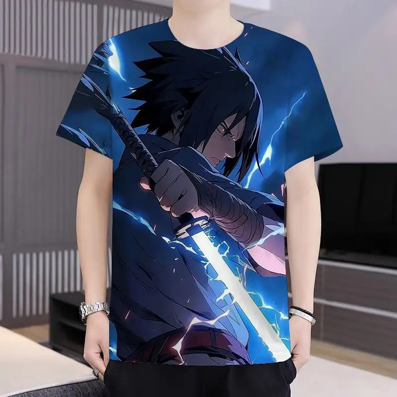 เสื้อผ้าอนิเมะนารูโตะสำหรับผู้ชายเสื้อยืดพิมพ์ลาย 3 มิติชุดฤดูใบไม้ผลิและฤดูร้อนสำหรับนักเรียนและวัยรุ่นแขนสั้นอเนกประสงค์