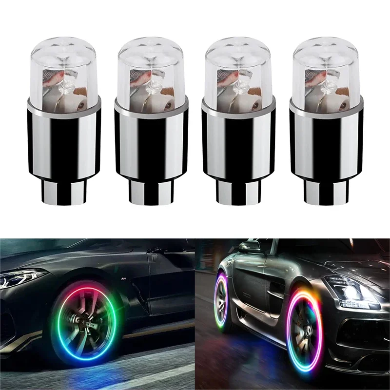 1/2/4PCS Tire Valve Cap Lights Colorful LED Wheel Light For Car Air Valve Caps Neon Light for Motorcycles Bicycles Auto Exterior