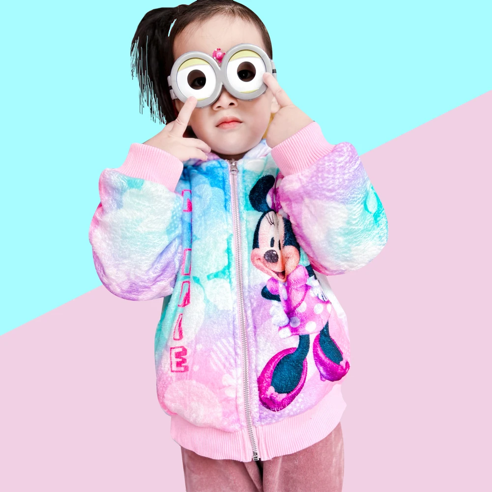 Inverno Elsa Anna principessa bambini Minnie Cartoon manica lunga capispalla abbigliamento moda cappotto ragazza cerniera cappotto con cappuccio con