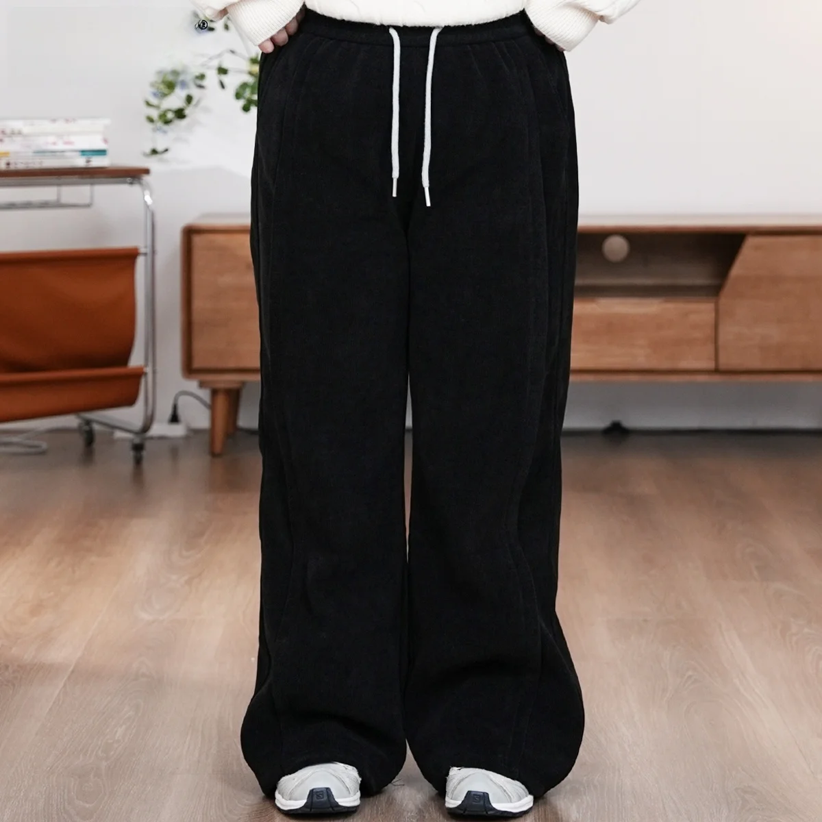 

Bla Sugar Dstring Flared Pants Casual Sle Winter Fce Side S Ladies plus Size Comfortable Polyester Elastic Waist