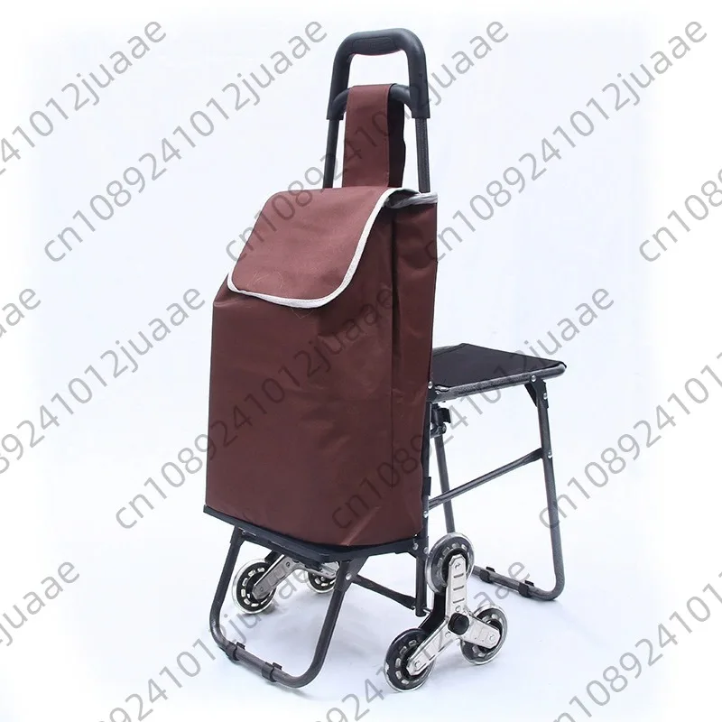 Shopping 50L Stair Cart 165 lbs Foldable Utility Cart Trolley Dolly with Seat Stair Climber Cart for Grocery Shopping