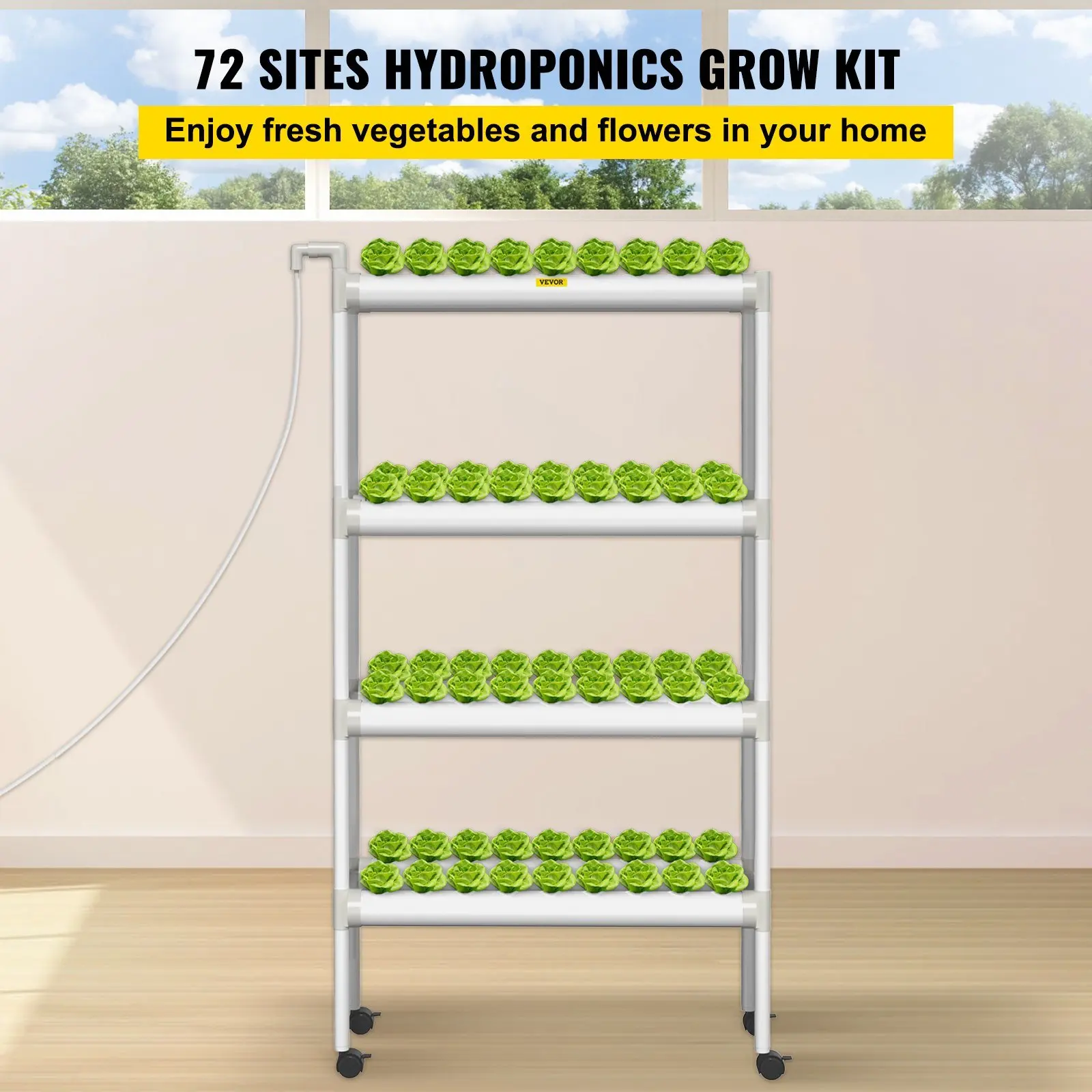 VEVOR Hydroponics Growing System, 72 Sites 8 Food-Grade PVC-U Pipes