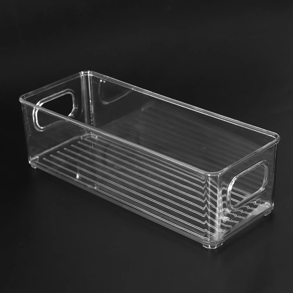 AT63-4 Pcs Refrigerator Organizer Bins, Clear Stackable Plastic Food Storage Rack With Handles For Pantry, Kitchen