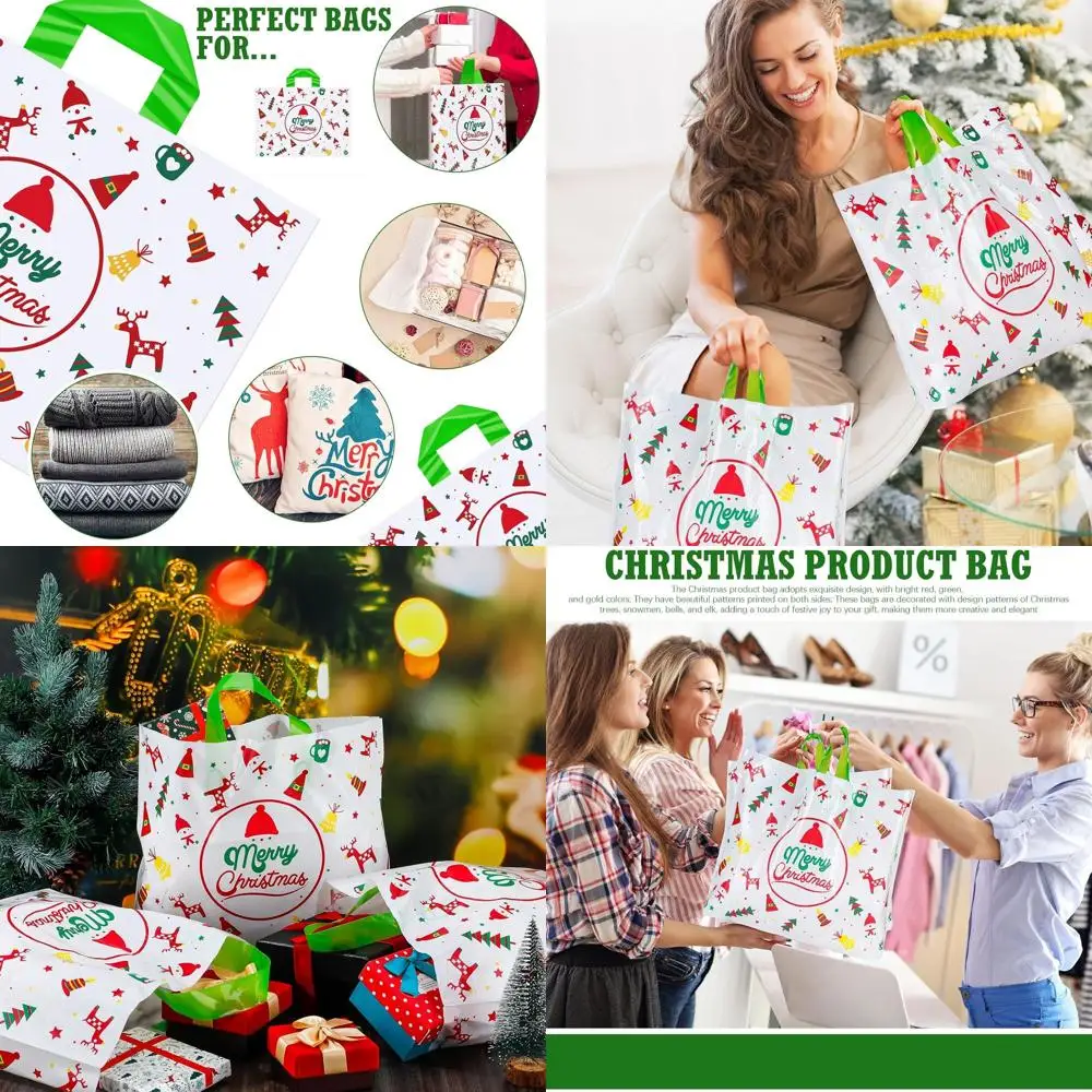 

Extra Large Reusable Plastic Gift Bags with Handles for Christmas Holiday Gifts and Party Supplies