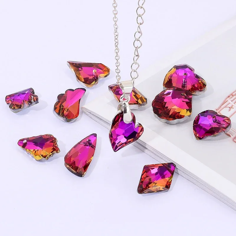 Kristall-Anhänger in mehreren Form, Einzelloch-Charms, Glasperlen für DIY-Schmuckherstellung, Halskette, Ohrringe, Schmuck, Bastelproduktion
