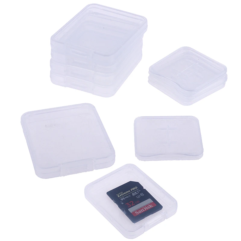 10Pcs Transparent SD TF CF Memory Card Storage Box Holder Box Protective Case Memory Card Clear Plastic Case
