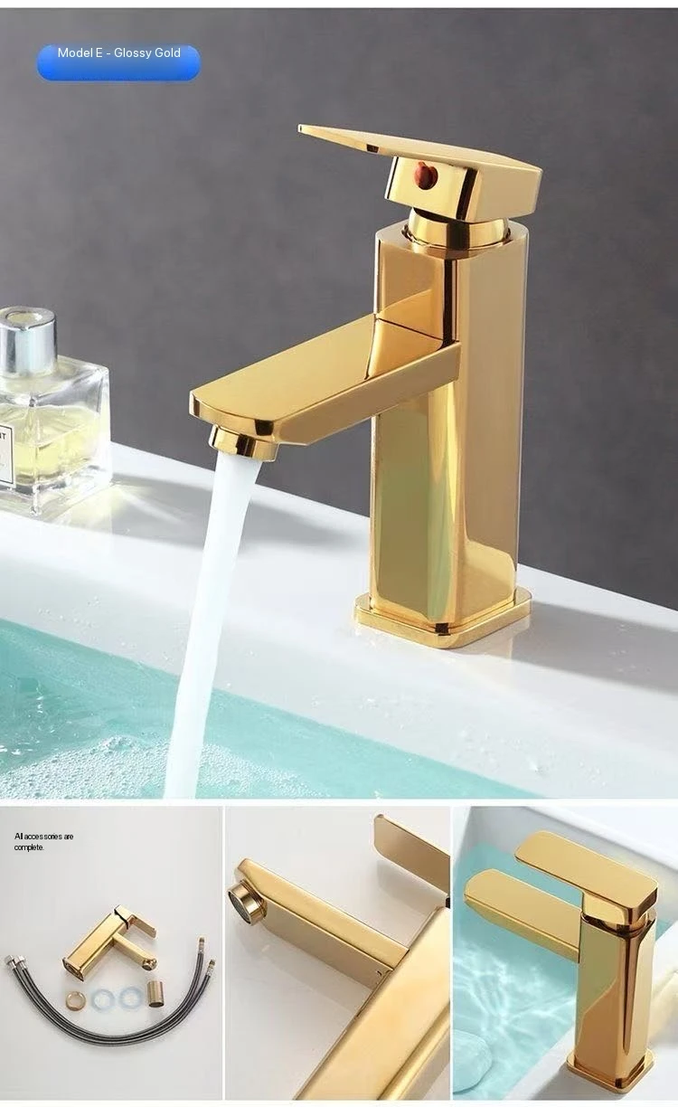 Gold Basin Faucet Basin Faucets Elegant Hot and Cold Water Bathroom Sink Faucet Hole Deck Mount Brass Mixer Taps