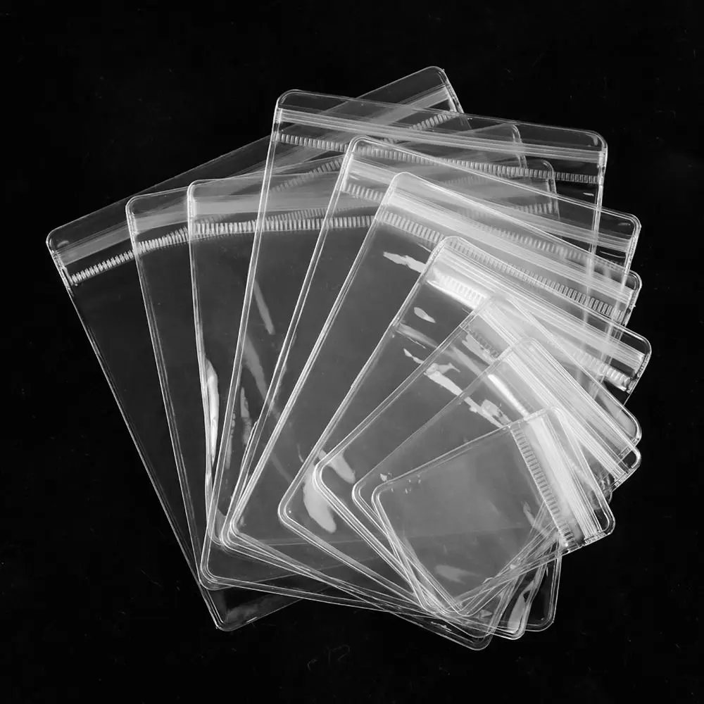 100 Stück neue selbstverschließende PVC-Kunststoffbeutel, staubdicht, wiederverschließbar, mit Reißverschluss, transparente Schmucktasche, Armband, Ring – Detail 2