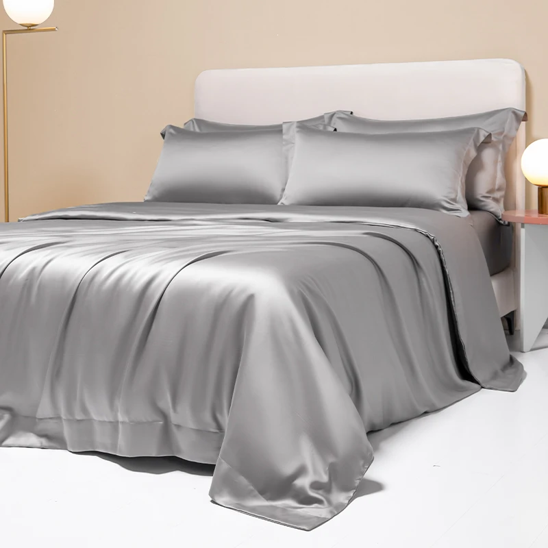 Grey Egyptian Cotton Bedding Set Luxury Solid Color Hotel Style Home Textile Soft Comfortable Duvet Cover Bed Sheet Pillowcases