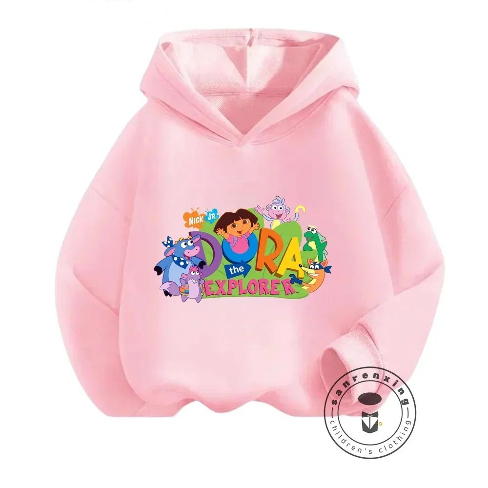 Fashion-Forward Dora The Explorer Fans Cozy Kid Hoodies with Vibrant Prints Inspiring Creativity Adventure during Spring Outings