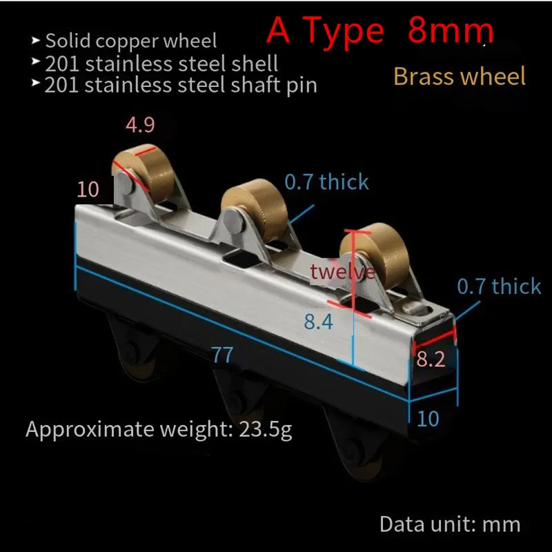 8mm/10mm Glass Sliding Door Roller Clamp Stainless Steel Wheel Pulley Rollers For Bathroom Door Shop Wine Cabinet