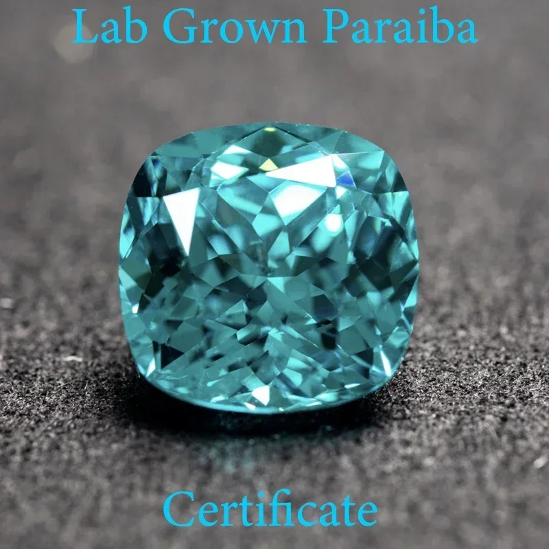 

Lab Grown Sapphire Paraiba Square Cushion VVS1 Charms Diy Advanced Jewelry Making Materials Selectable AGL Certificate