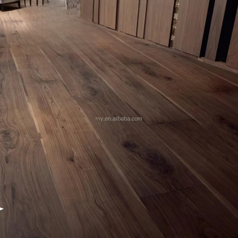 Versión personalizada Suelo clásico moderno de ingeniería de viento Parquet ancho de roble cepillado de nogal