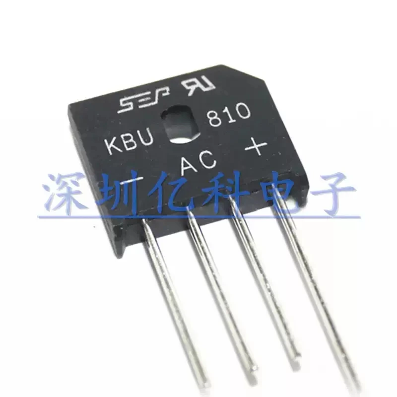 New KBU810 rectifier bridge stack flat bridge 8A/1000V straight insertion 4-pin single-phase rectifier bridge rectifier