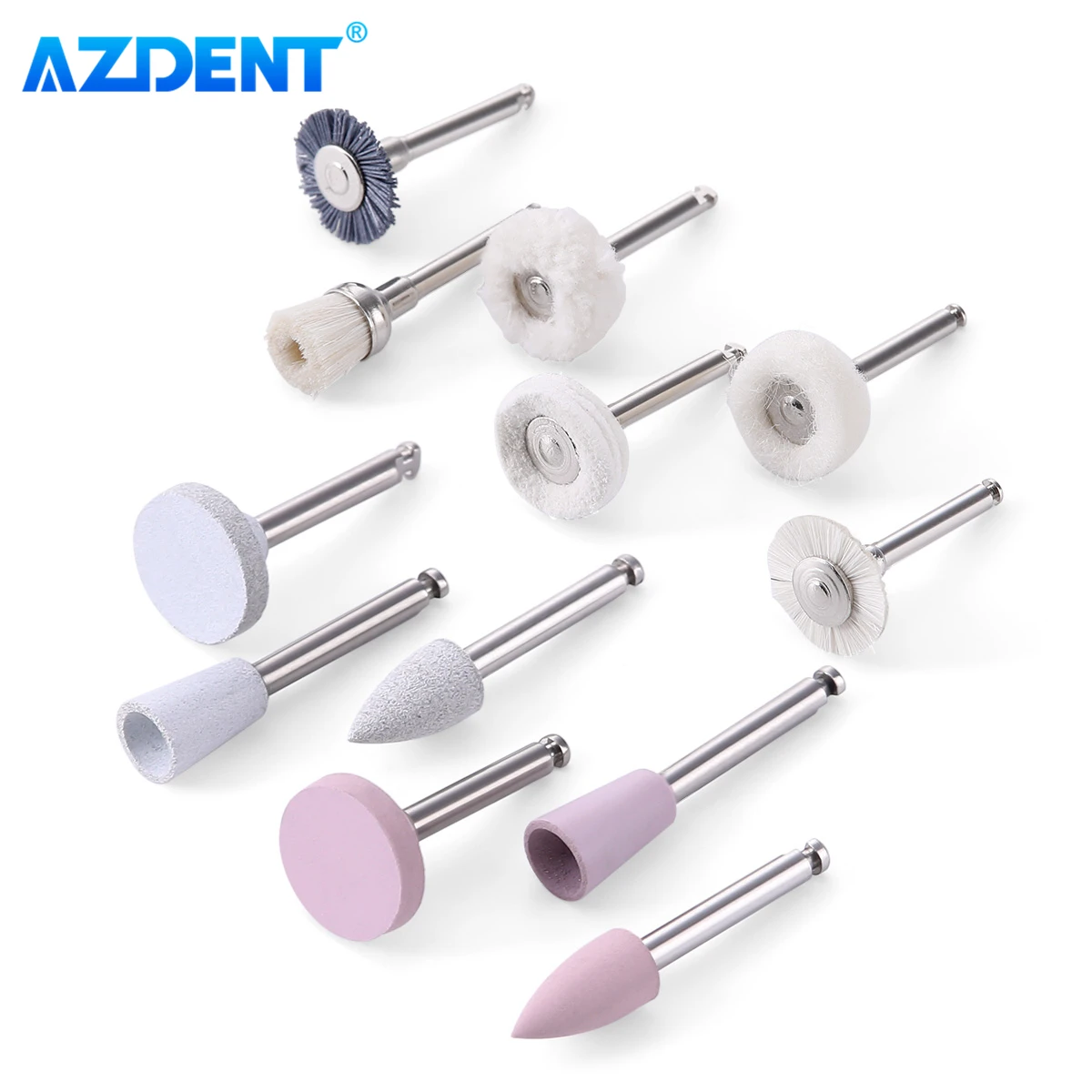 AZDENT-Kit de acabado de pulido Dental compuesto, pulidor de silicona RA de 2,35mm para pieza de mano de baja velocidad, 12 unids/lote por caja