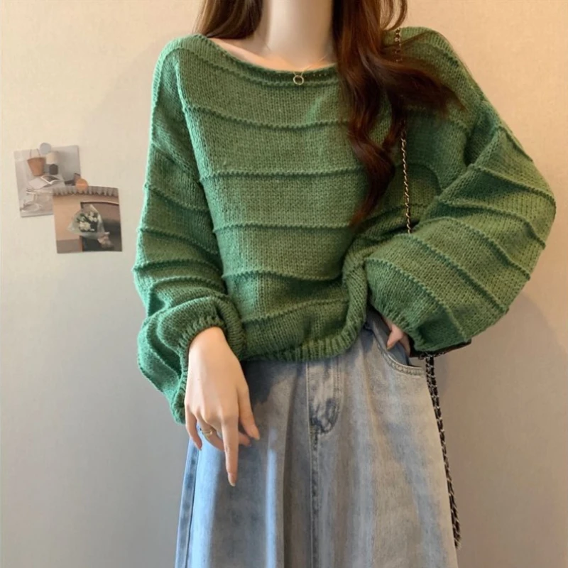 

Loose Women's Knit Sweater Sueters De Mujer Clothes Hot Sale Winter Fashion 2025 Autumn Wear To Work Fall Green Ladies Pullovers