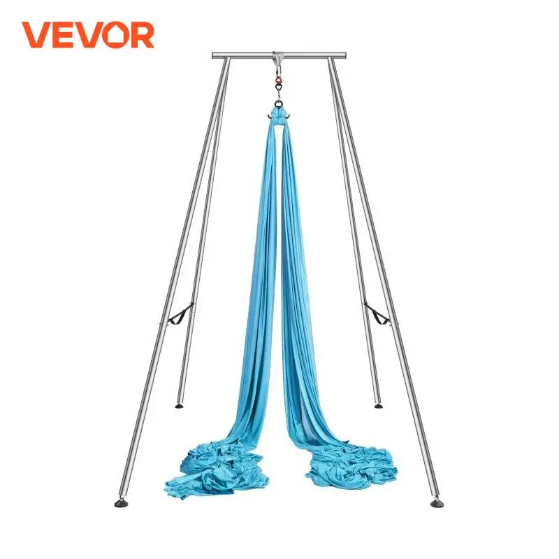 VEVOR Aerial Yoga Frame & Hammock 9.67 ft   Yoga Swing Stand W/13.1 Yards Aerial Hammock Max 551lbs Yoga Rig for Indoor Outdoor