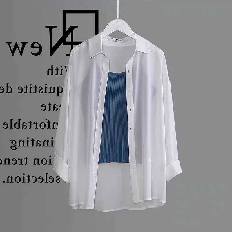 Drape Wrinkle-Free Chiffon Sun-Proof Shirt Women Summer New Jacket Breathable Joker Sun Protection Clothing Coat Thin Female Top