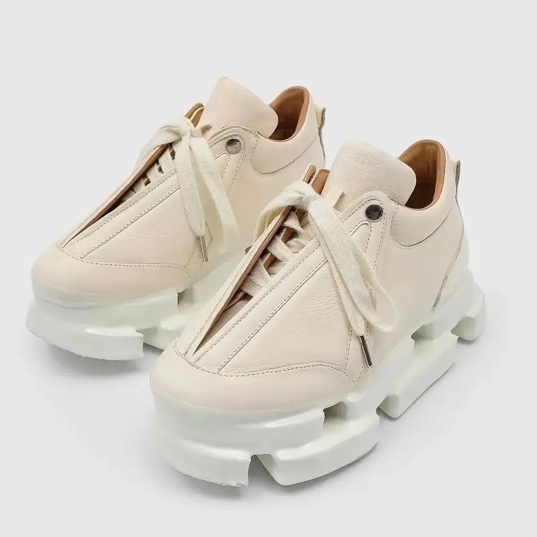 

Original Luxury Design Customized Genuine Leather Real Picture Vantage Men Muffin Thick Sole Platform Heel Catwalk Unique Boots