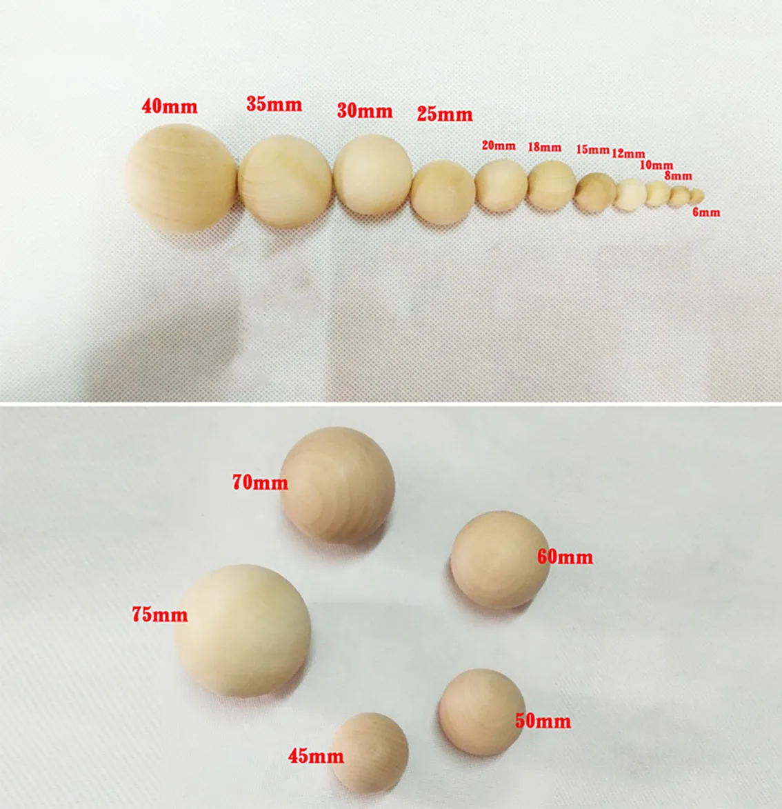 Solid Natural Color Ball Dia 6/8/10/12/15/20/25/30/35-90mm No Hole Round Wooden Beads Manual DIY Ball Jewelry Carving Beads