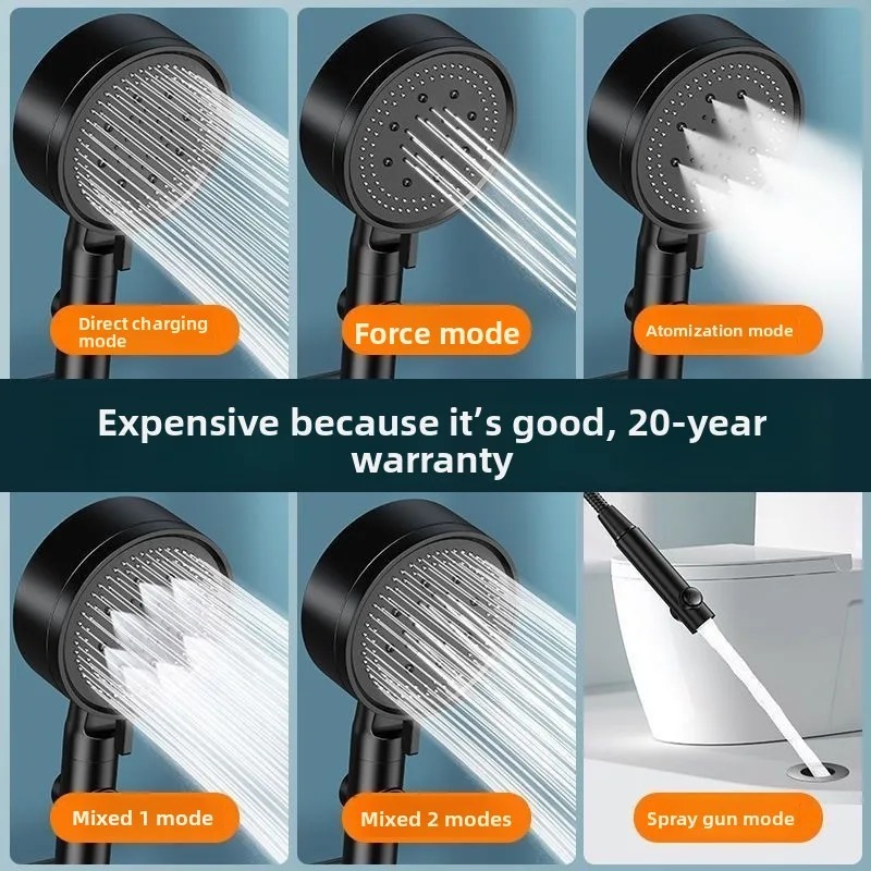 Six-speed Shower Handheld Matte Showerhead Household Bathroom Pressurized  Shower Hose Set Rain Shower Head Bathroom Accessories