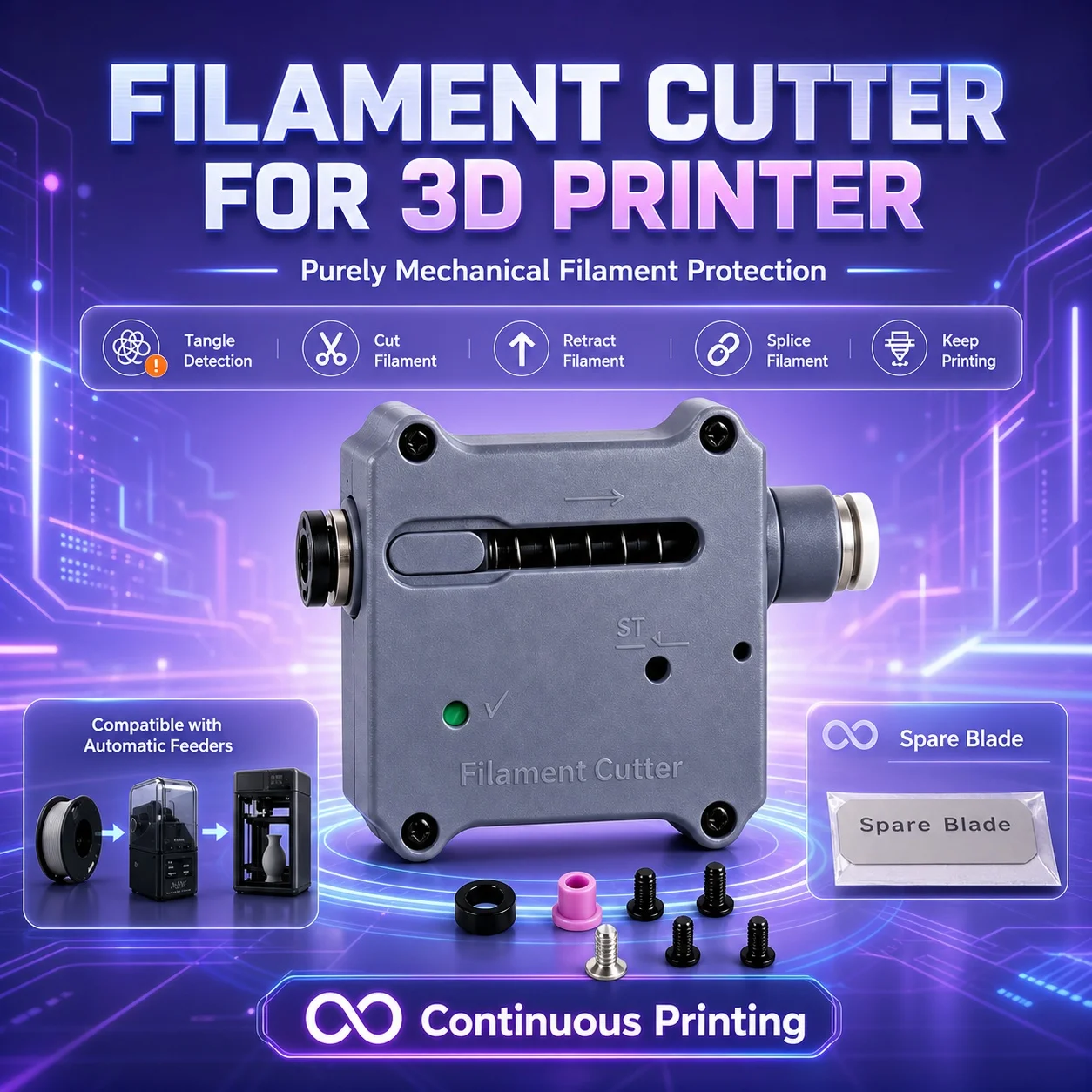 New Upgraded 3D Printer Filament Cutter For Bambu Lab/Flashforge/Creality/Elegoo/Anycubic/QIDI Automatic Cut 3D Printer Parts