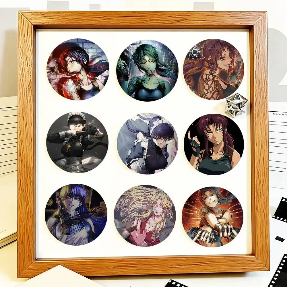 Classic Hot Anime Black Lagoon Round Badge Creative Brooch Clothing Backpack Accessories Lapel Pin