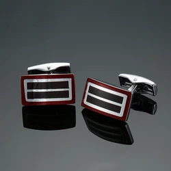 Men's French shirt cufflinks copper material wine rectangular red enamel cufflinks fashion brand jewelry wholesale