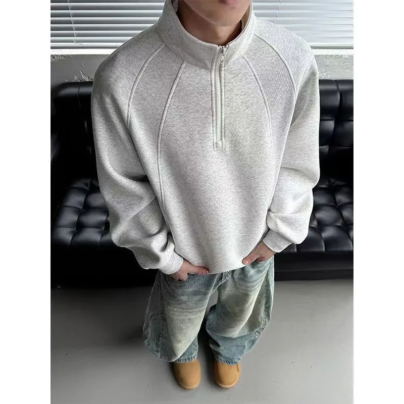 

Silhouette Splicing Semi-zipper Sweater Men's 2026 Autumn and Winter New Thickened Commuter Top