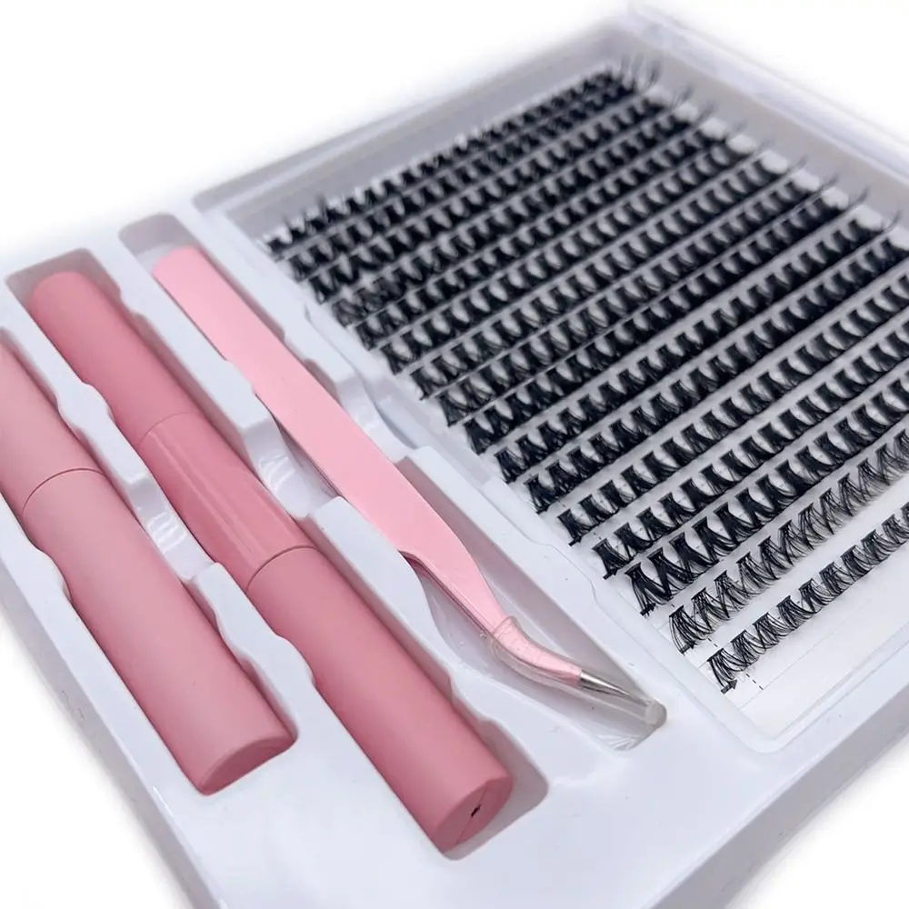 Kit de faux-cils individuels à longueur mixte, extensions de cils moelleux, avec colle, à poser soi-même, nouveauté