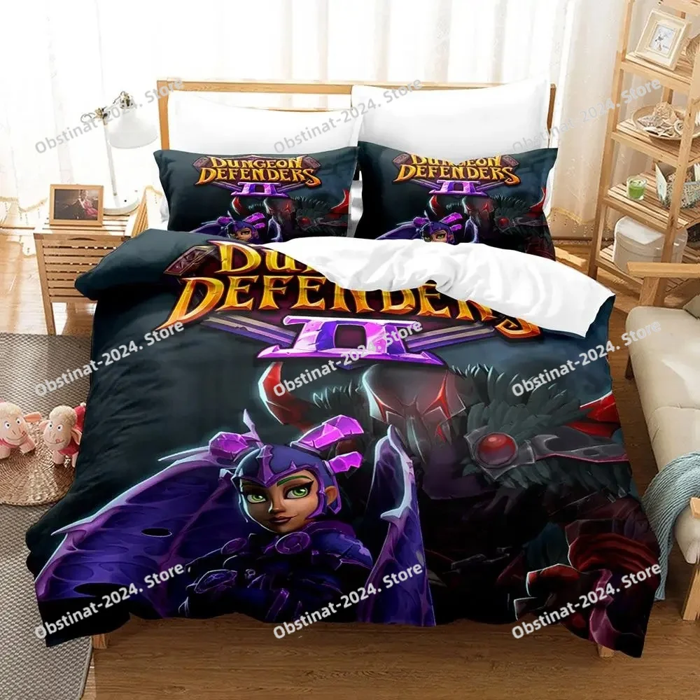 

New 3d Printed Game Dungeon Defenders Bedding Set Cartoon Anime three-piece Set Adult Kid Bedroom Duvet Cover Sets Home Textiles