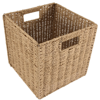 PZHI-Woven Seagrass Farmhouse Kitchen Storage Organizer Basket Bin With Handles For Cabinets,Pantry,Bathroom,Laundry Room